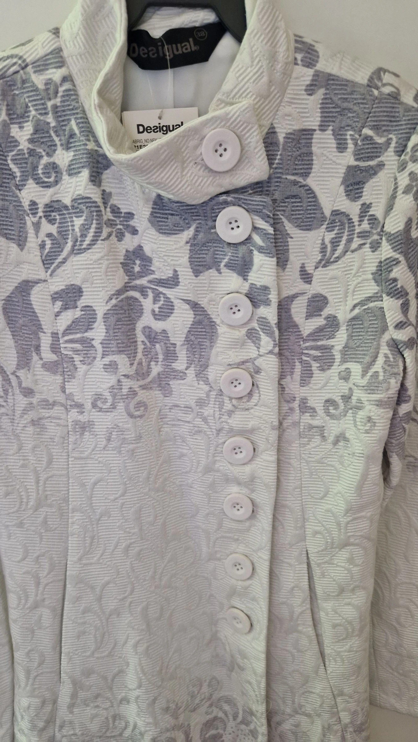 Desigual floral print coat grey white NEW M – photo 3